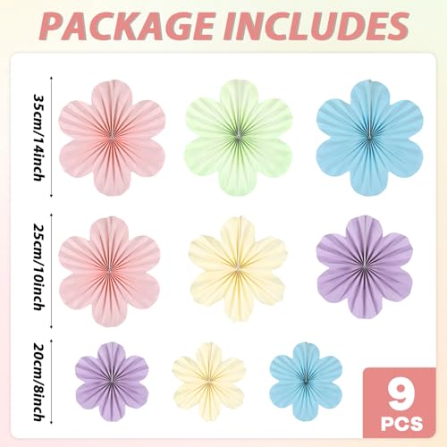 9PCS Pastel Paper Flowers Decoration Set for Classroom & Parties