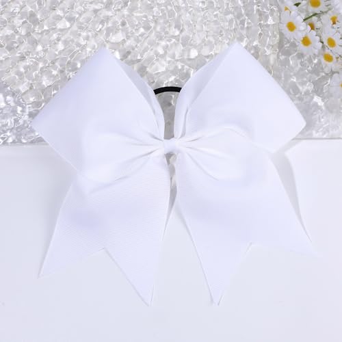 OAOLEER 32Pcs Large 8-Inch Cheer Hair Bows for Girls - White