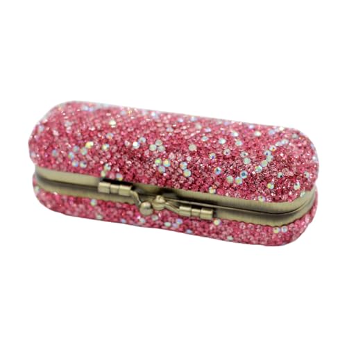 Bestbling Pink Rhinestone Crystal Lipstick Case Holder Organizer Bag for Women