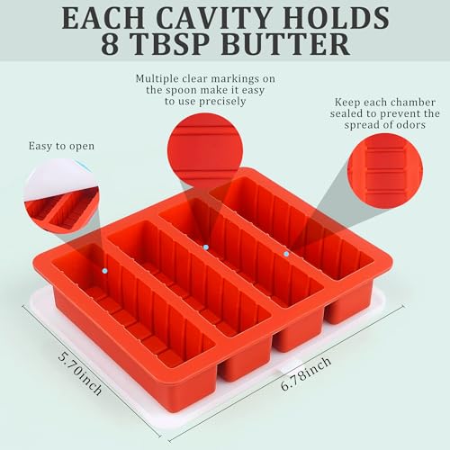 Silicone Butter Tray with Lid - 2 Pack Non-Stick Mold for Homemade Butter