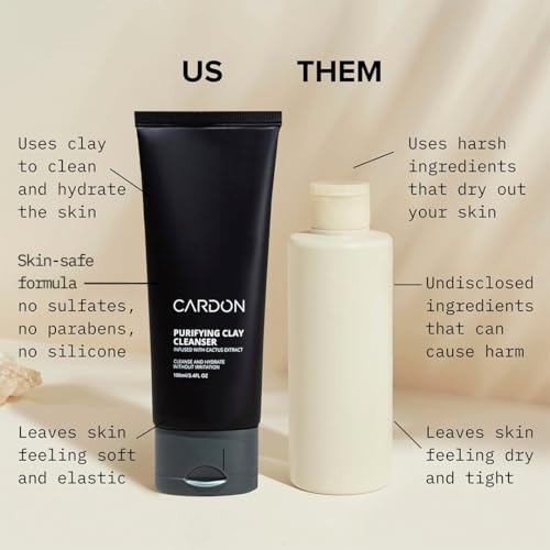 Cardon Men's Deep Pore Cleansing Clay Face Wash 3.4 Fl Oz - Oil & Acne Control