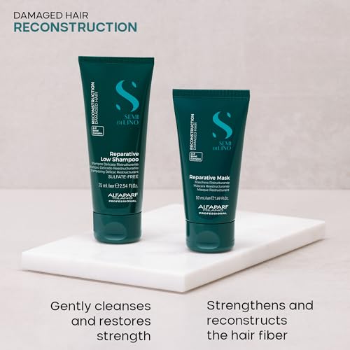 Alfaparf Milano Semi di Lino Reconstruction Travel Size Shampoo and Hair Mask Set for Damaged Hair - Hair repair - Strengthens and Restructures Hair