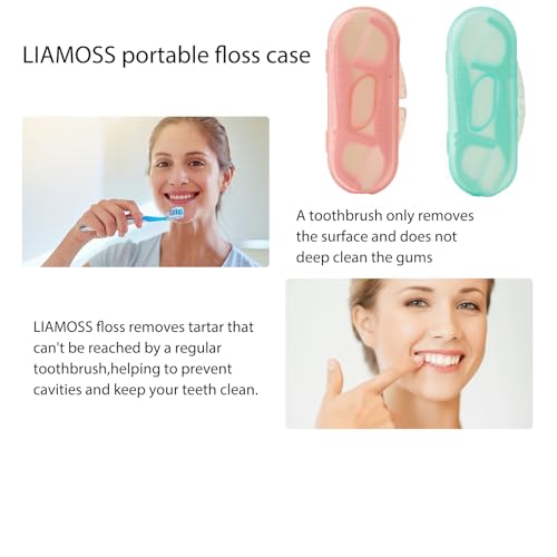 LIAMOSS Mint Dental Floss Picks - Twin-Line Flossers, 170 Count with Travel Case