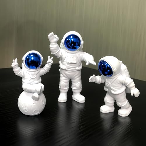 3 Pcs Astronaut Figurines - Cute Space Decor for Room & Cake Toppers