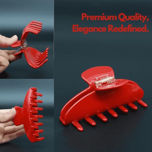 FlaSloth 4-Inch Cherry Red Hair Claw Clip for Women & Girls - Medium Acetate Barrettes