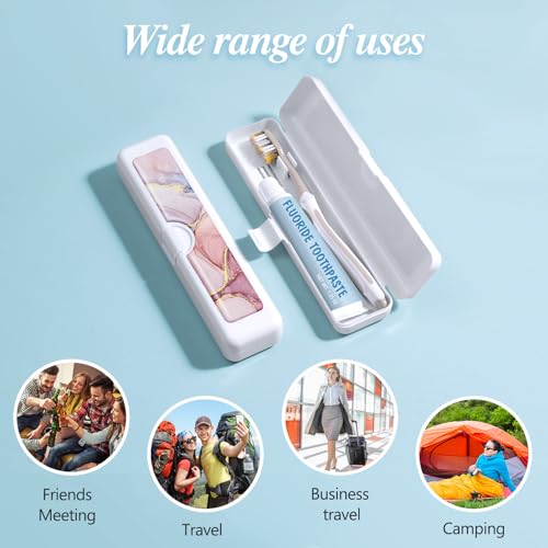 Colorful Toothbrush Travel Case with Tongue Scraper Holder