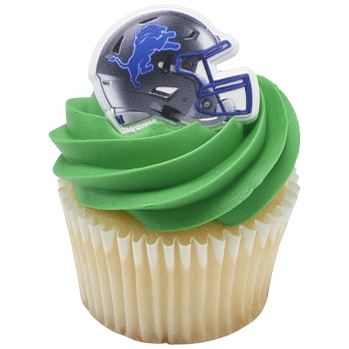 NFL Detroit Lions Cupcake Toppers - 24 Helmet Rings, Food Safe