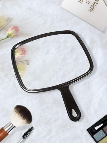 PROTECLE Hand Mirror 12.4 x 9 Inches Black Barber Mirror - Large, Lightweight & Dual Use
