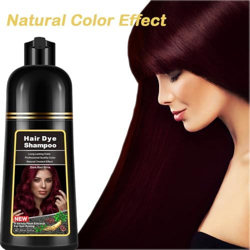 Instant Dark Wine Red Hair Dye Shampoo for Gray Hair - 16.9 FL OZ
