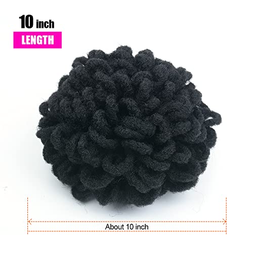 Yinmei Baibian 10 Inch Black Faux Locs Bun Ponytail Hairpiece for Black Women