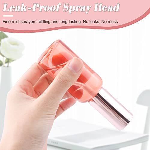 6 Pack 2 Oz Pink Glass Spray Bottles with Rose-Golden Pump