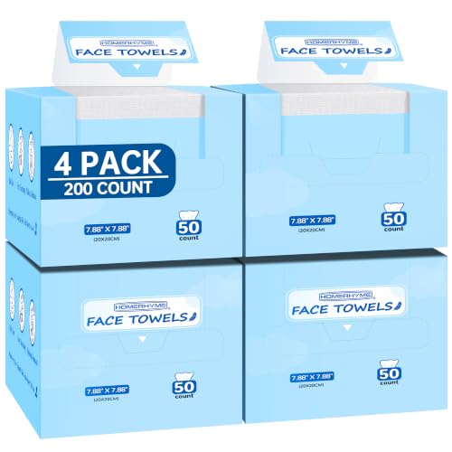HOMERHYME Disposable Face Towels - 200 Count Biodegradable Makeup Remover Wipes