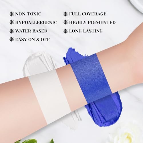 YBUETE White & Blue Face Body Paint Stick Set (Pack of 3) for Halloween & Cosplay