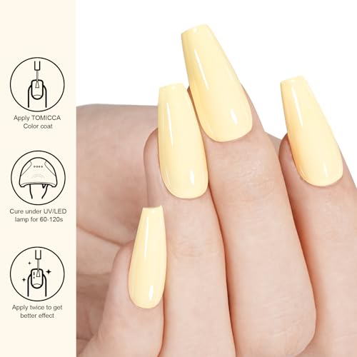 TOMICCA Yellow Gel Nail Polish 15ml - Vibrant Pastel Color for Spring