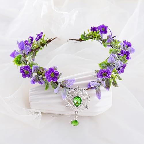 Vivivalue Purple Elf Crown Headband Woodland Elven Headpiece Women Flower Halo
