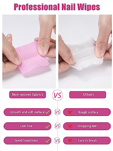 TEOYALL Lint Free Nail Wipes - 400 PCS Non-Woven Cleaning Pads
