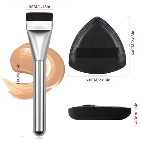 Beautyfactor Flat Foundation Brush with Sponge - Flawless Makeup Tool
