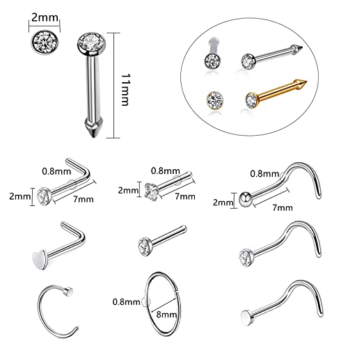 Nose Piercing Kit - 2 Pack Self-Piercing Guns with 10 Nose Rings