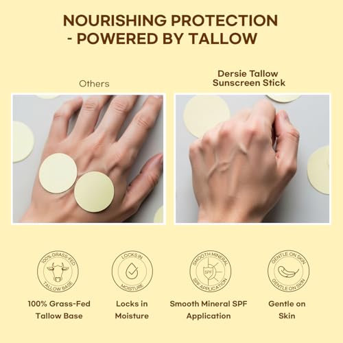 Dersie Zinc Oxide Sunscreen Stick SPF 50 with Tallow for Sensitive Skin