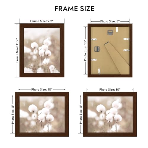 Hongkee 8x10 Oak Wood Picture Frame with Glass Front - Walnut