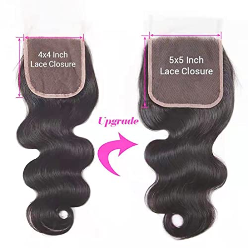 OLFORY 5x5 HD Lace Closure Human Hair Body Wave 12 Inch Brazilian Virgin Hair