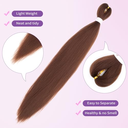 LumosHair 30 Inch Pre-Stretched Braiding Hair - 8 Packs Synthetic Fiber