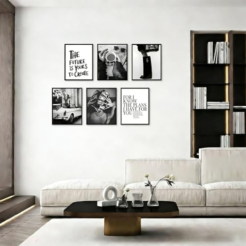 Chic Black & White Fashion Wall Art Set - Motivational Posters 8x10