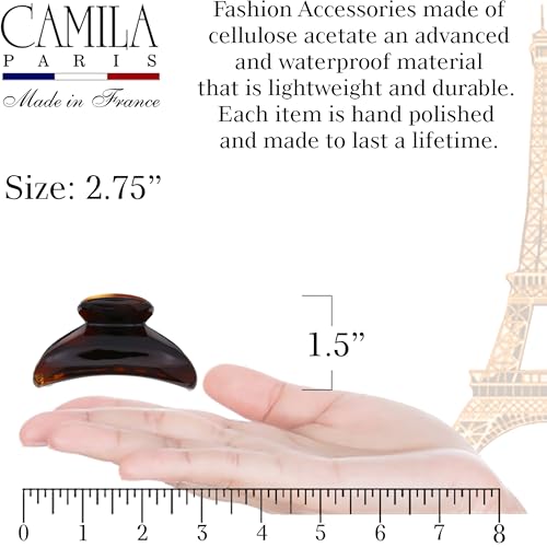 Camila Paris Tortoise Shell 2.75" Medium Claw Hair Clips for Thick Hair, Strong Hold, No Slip