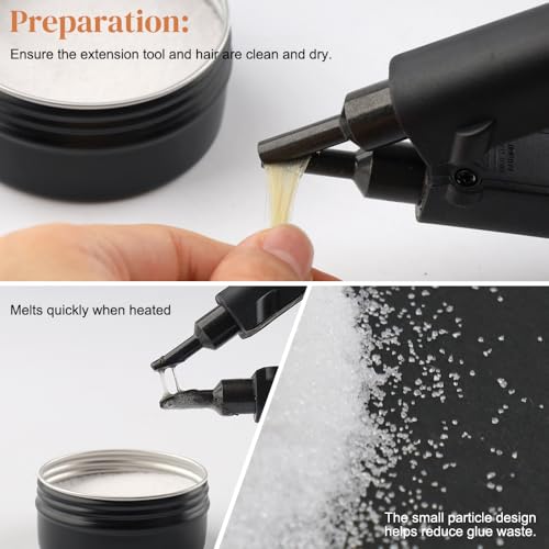 GlamorDove Clear Keratin Glue Powder - 50g for Hair Extensions