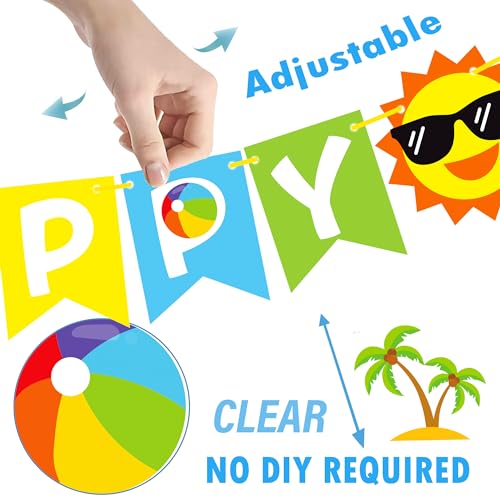 Beach Birthday Banner Set - 4Pcs Tropical Luau Party Decorations