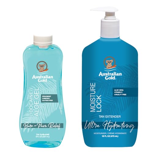 Australian Gold Tan Extender Lotion & Aloe Vera Gel Set - Unscented, 12 Fl Oz (Pack of 2)