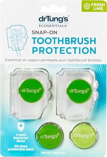 DrTung's Snap-On Toothbrush Protector Covers with Essential Oil Discs