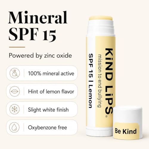 Kind Lips Organic Lip Balm SPF 15 - Natural Mineral Sun Protection, 3 Pack