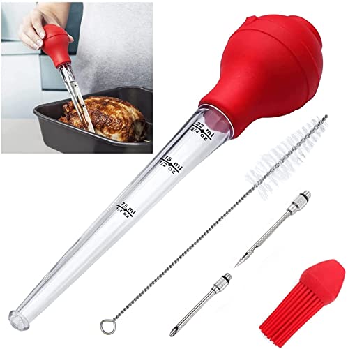 Silicone Turkey Baster Set with Marinade Injector Needles & Brush