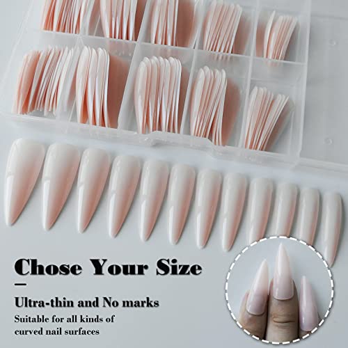 Lifextol Extra Long Nude Stiletto Press-On Nails 120pc Kit
