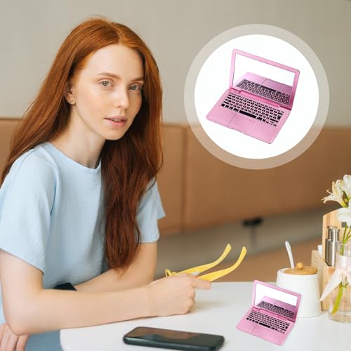 Rose Gold Mini Laptop Mirror - Compact Folding Makeup Mirror