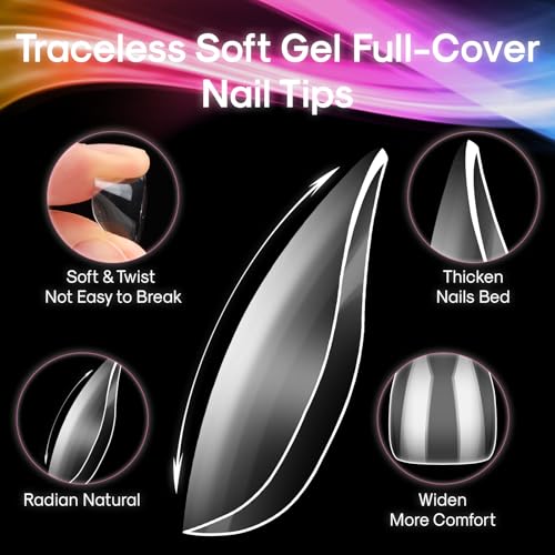 Full Stiletto Nail Tips Kit - 240 Pieces, 15 Sizes, Short & Wide, Includes Heart Stickers (INENK, Variant: Full Stiletto 240)
