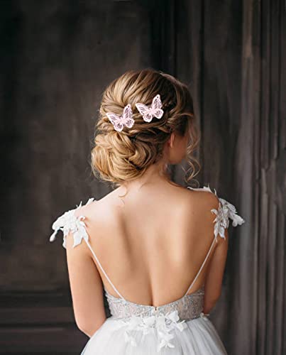 Butterfly Hair Clips - 6Pcs Lace Embroidery Wedding Accessories