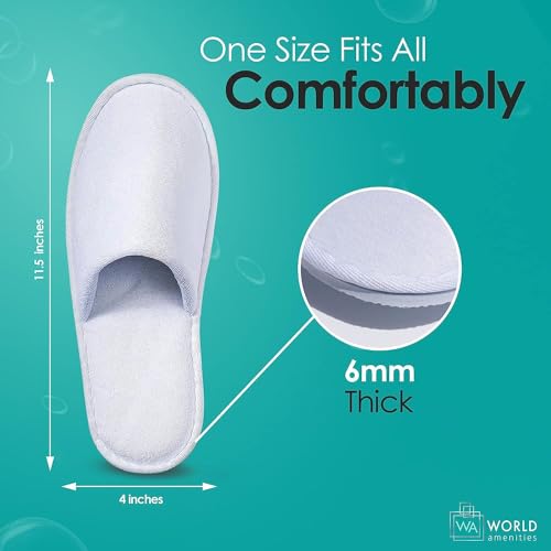 World Amenities Bulk Unisex Spa Slippers - 5 Pairs, Closed Toe Hotel Slippers