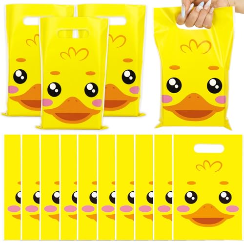 50 Pack Yellow Duck Party Favor Bags - Cute Cartoon Treat Bags