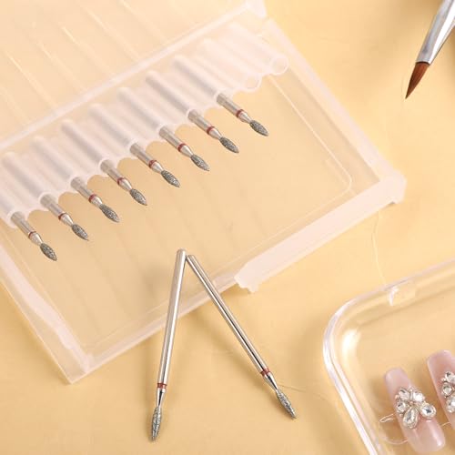 10-Piece Diamond Flame Cuticle Drill Bits Set for Nail Care