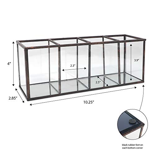 Isaac Jacobs 4-Compartment Vanity Organizer with Mirror Base - Antique Bronze