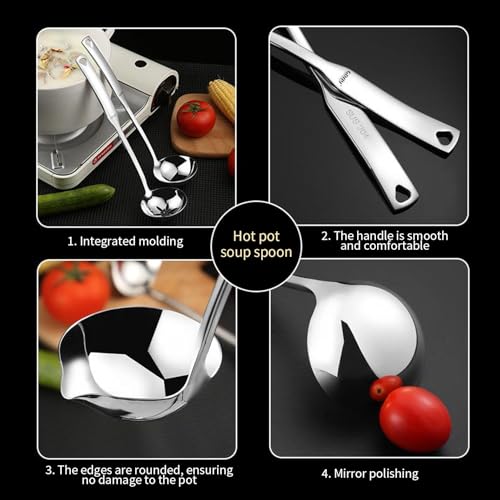 OYWOBET 11.8-Inch Stainless Steel Soup Ladle with Pour Spout