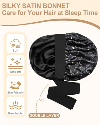 AWAYTR Reversible Satin Sleep Bonnet for Women & Men, Hair Protection & Styling