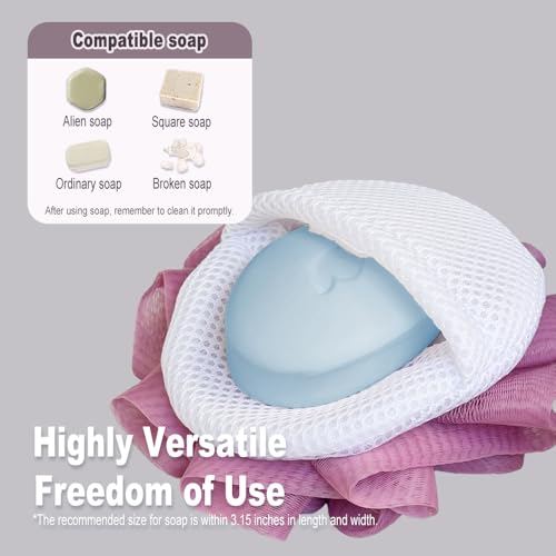 3-Pack Exfoliating Bath Loofah with Soap Saver Bags