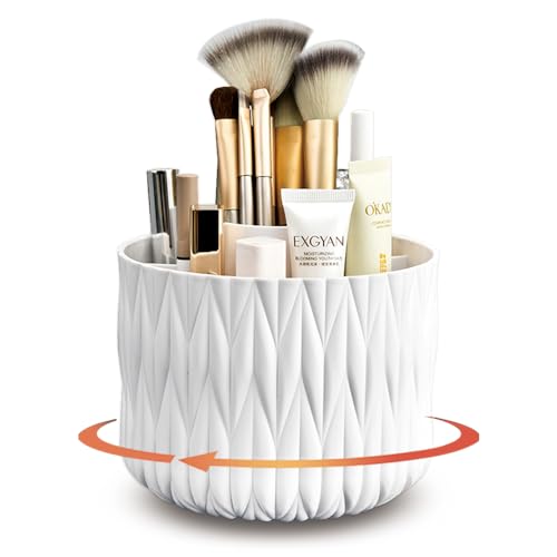 Yoohailor White 360° Rotating Makeup Brush Holder Organizer Vanity Storage