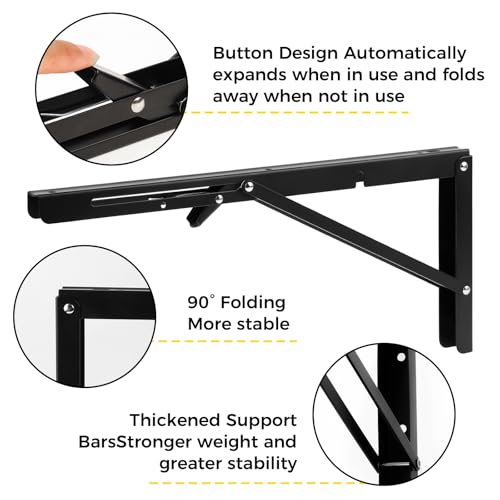 16-Inch Heavy Duty Folding Shelf Brackets - 2 Pack Wall Mounted