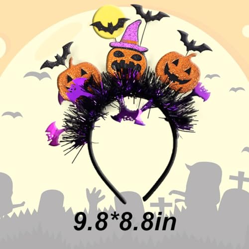 Halloween Pumpkin & Bat Headband for Women - Costume Hair Accessory
