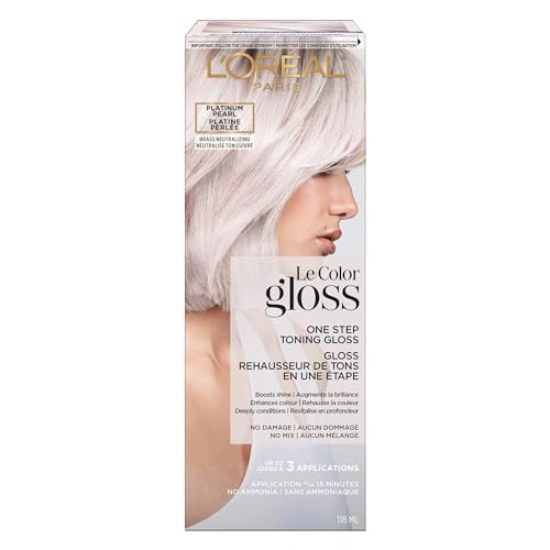 L'Oreal Paris Le Color Gloss Toning Hair Gloss for Bleached Hair, Platinum Pearl, 4 oz