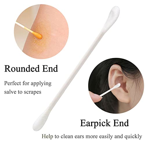 Sppry Double Tipped Cotton Swabs - Individually Wrapped Ear & Makeup Applicators, Round Earpick End, 100 Pack